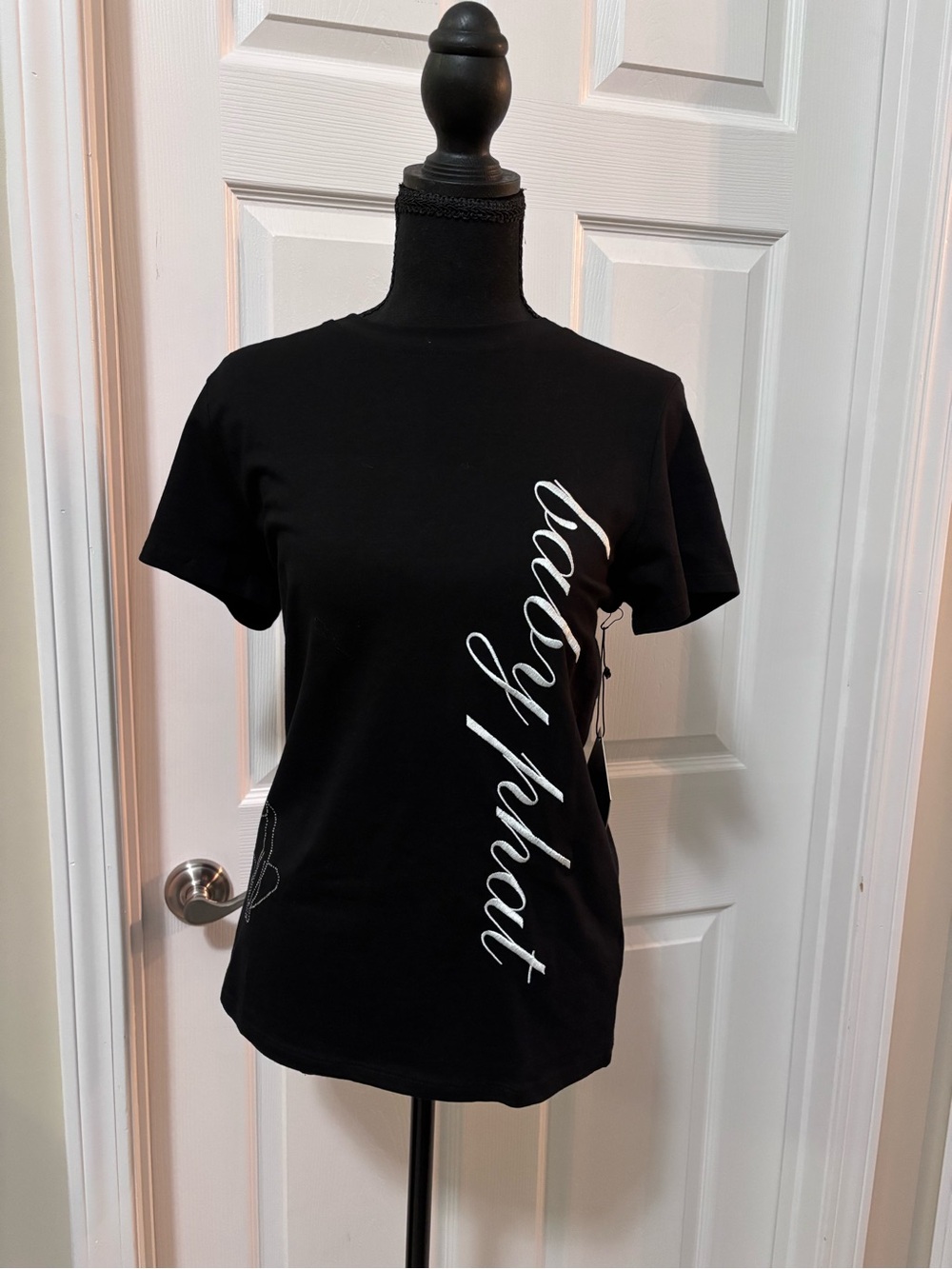 Baby Phat Black Short Sleeve Tee with Rhinestone Logo